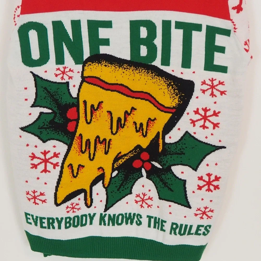 Barstool Sports Dave Portnoy One Bite Pizza Ugly Christmas Sweater Men's Size L